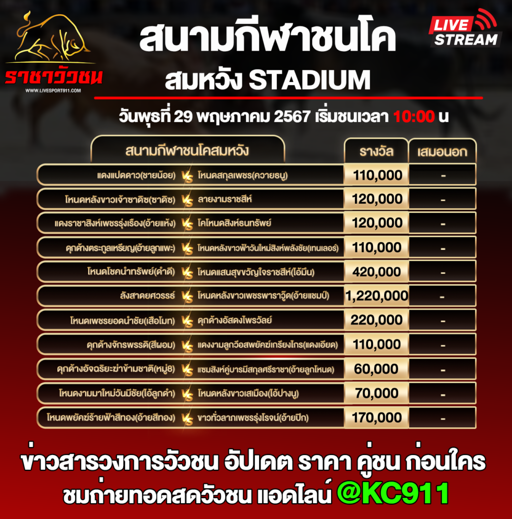 โปรแกรมวัวชน 29-5-67