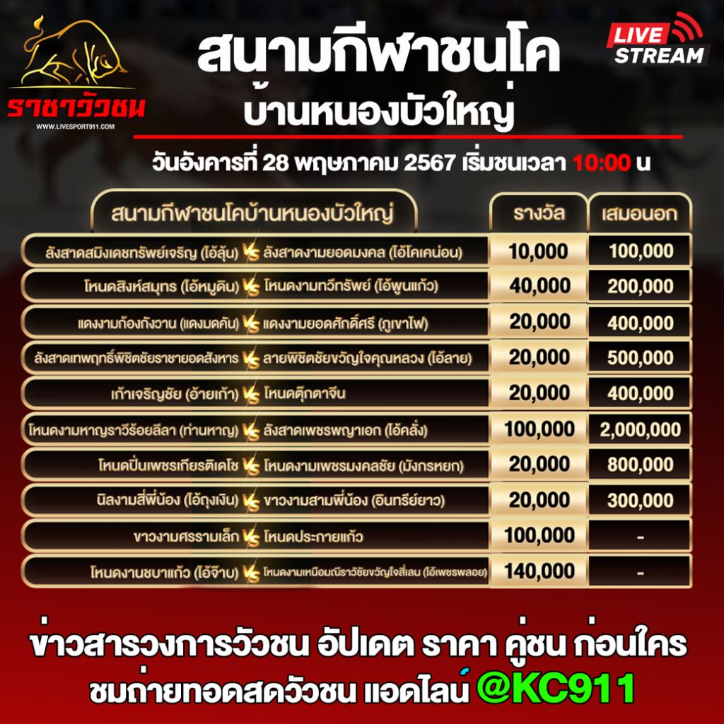โปรแกรมวัวชน28-5-67