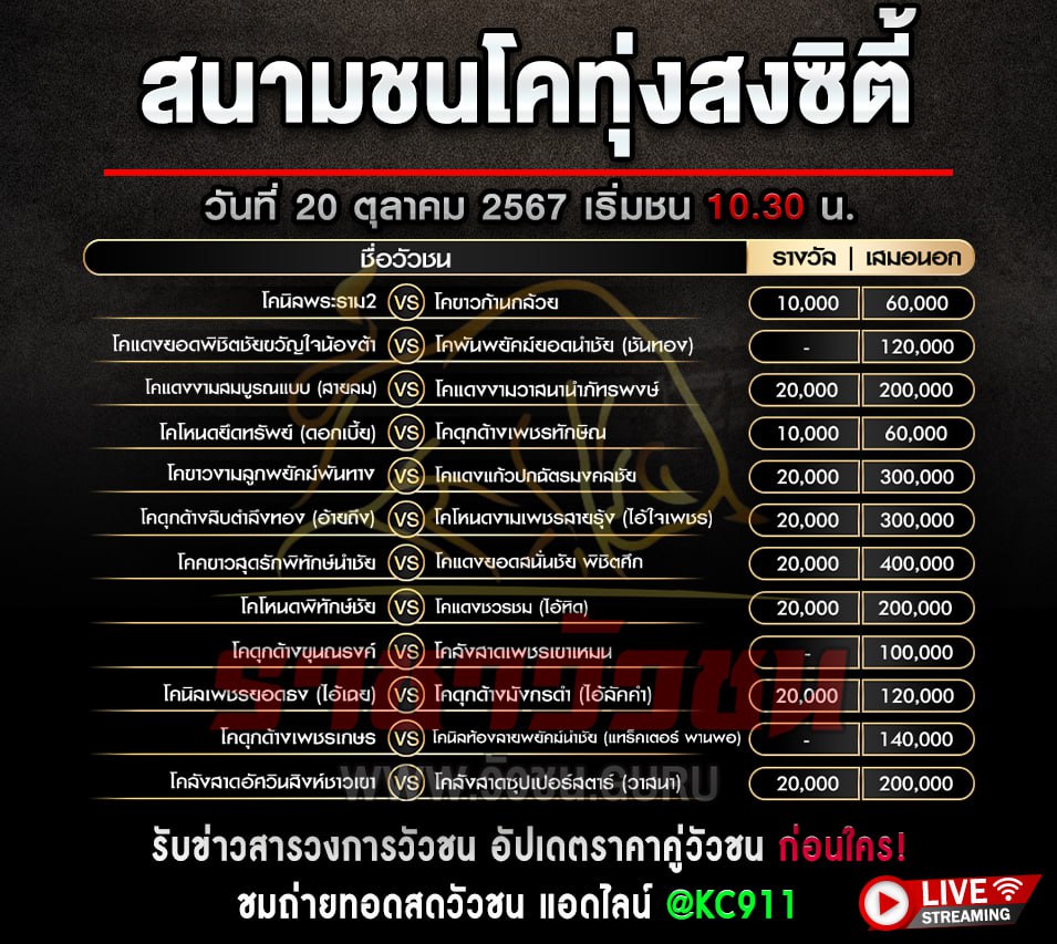 โปรแกรมวัวชน 20-10-2567