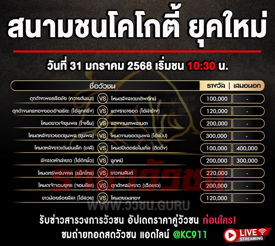 โปรแกรมวัวชน 31-1-2568