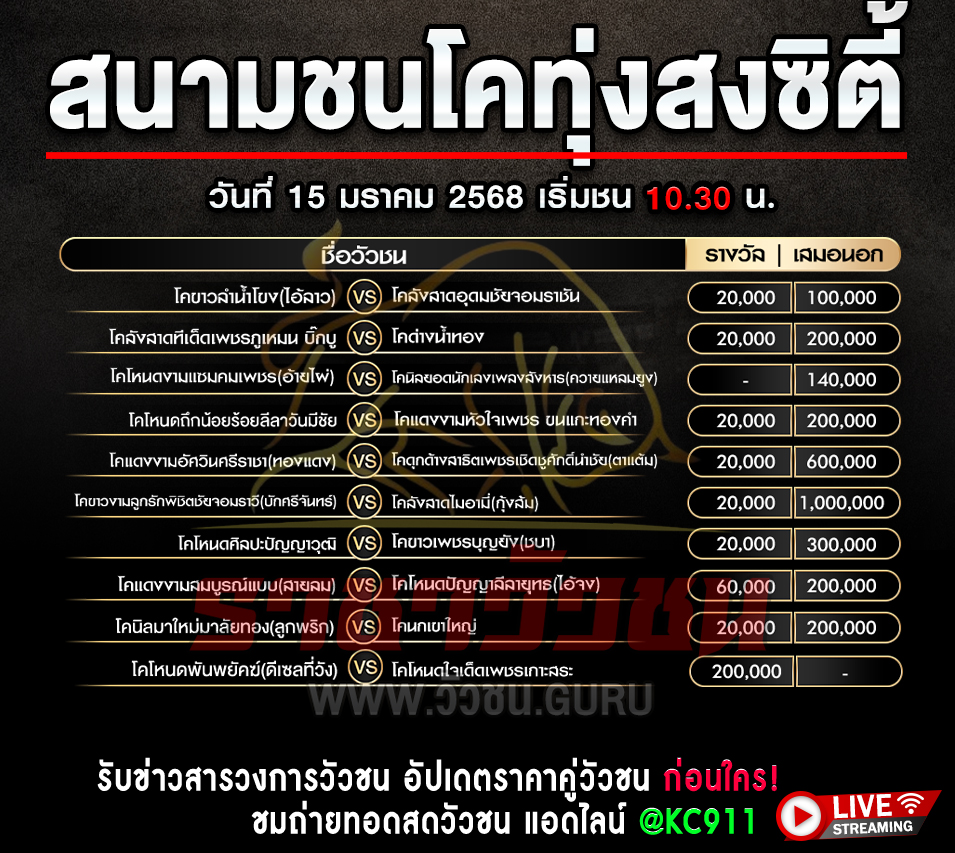 โปรแกรมวัวชน 15-1-2568