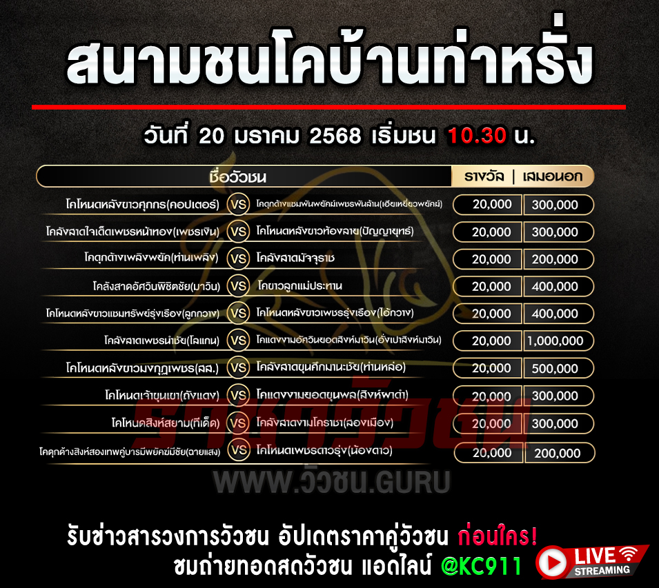 โปรแกรมวัวชน 20-1-2568