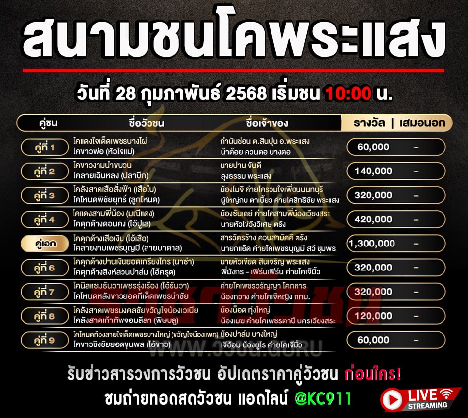 โปรแกรมวัวชน 28-2-2568
