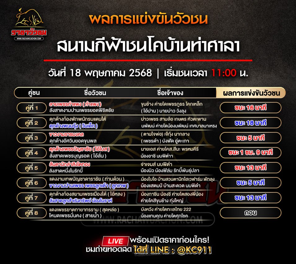 ผลวัวชน 18-5-2568