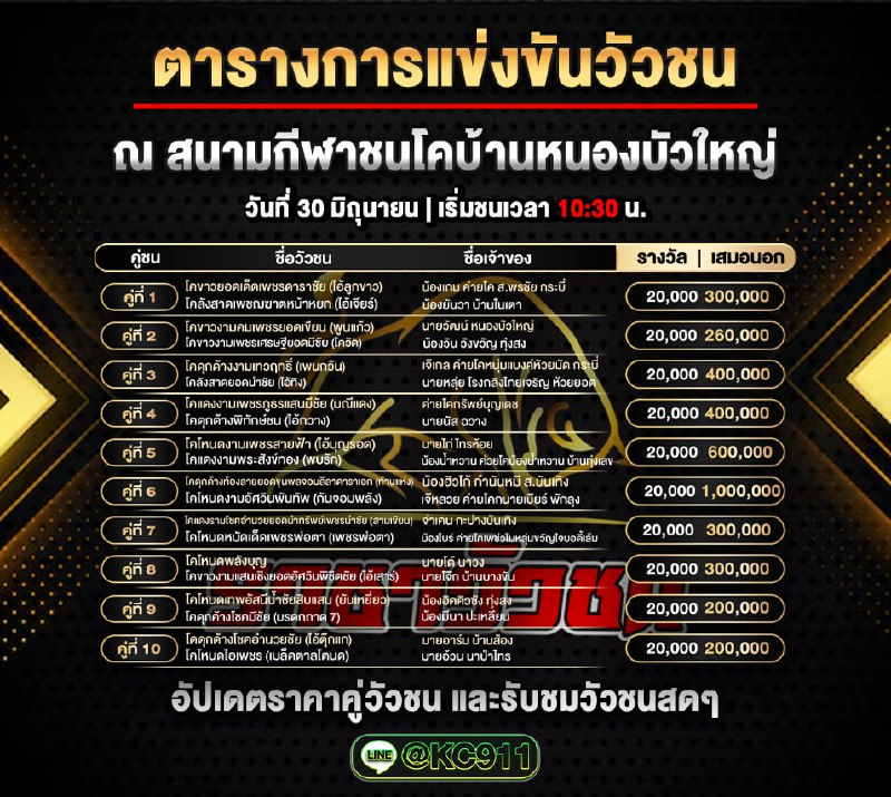 โปรแกรมวัวชน 30-6-2568